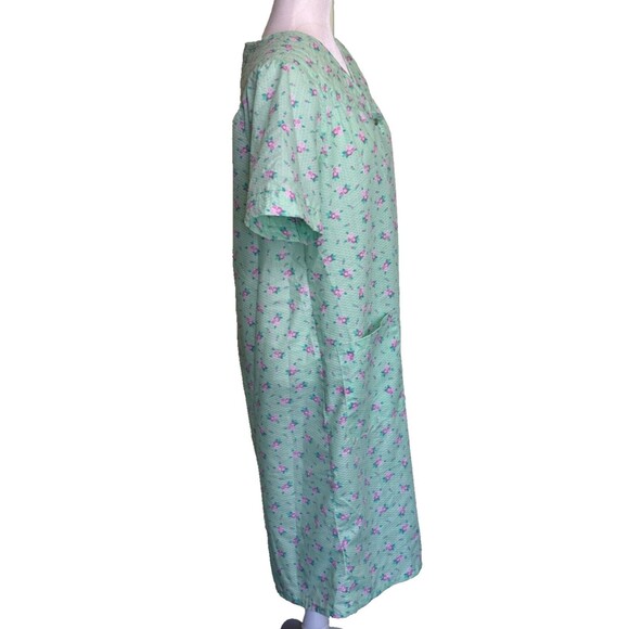 Dream Crest Women's Green Pearl Snap Robe House Coat Grannycore Cottagecore Sz M - Picture 3 of 6